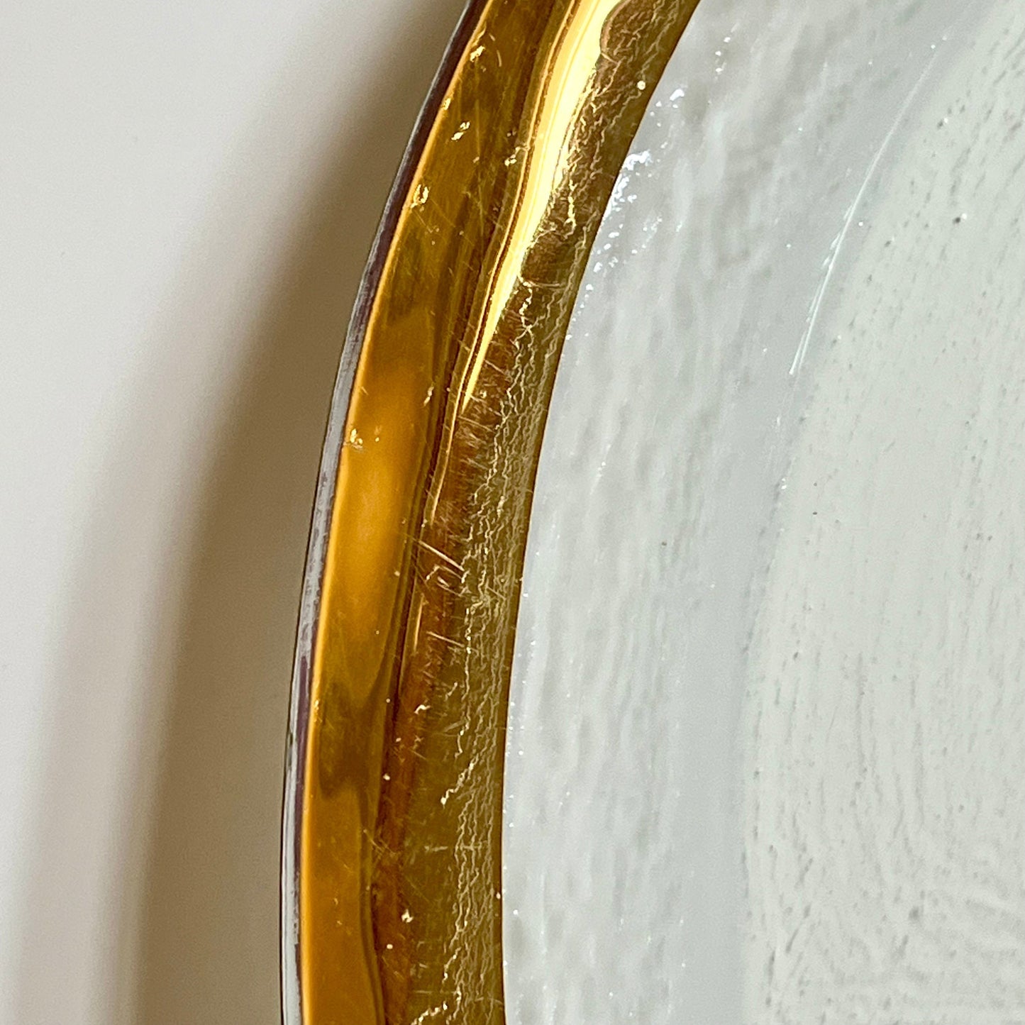 Clear Glass Oval Serving Plate with Thick Gold Rim