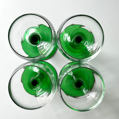 French Emerald Green Stemmed Wine Glasses