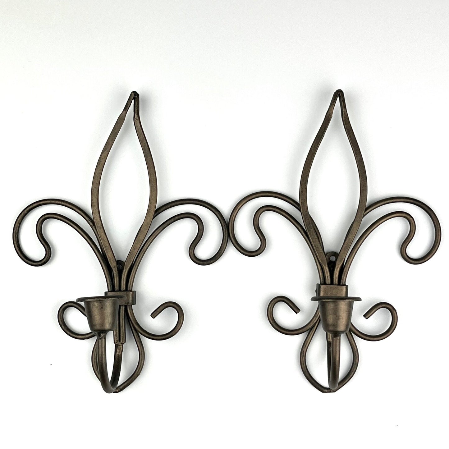 Bronze Fleur de Lis Candle Wall Sconces