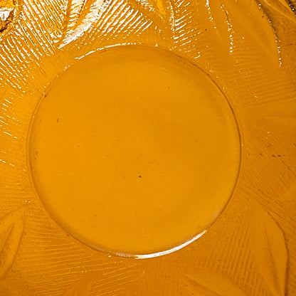 Amber Glass Bowl with Embossed Leaf Design