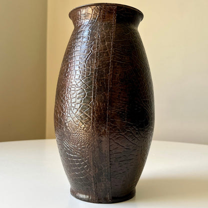 Sleek Faux Alligator Leather Vase