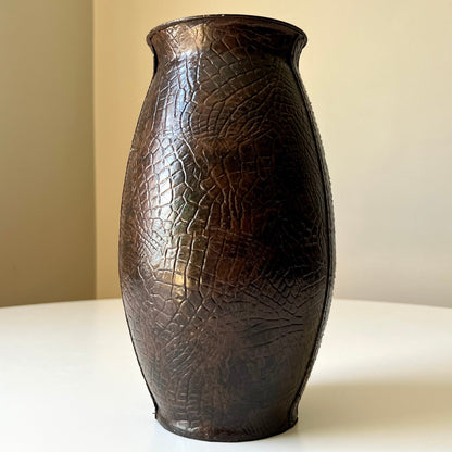 Sleek Faux Alligator Leather Vase