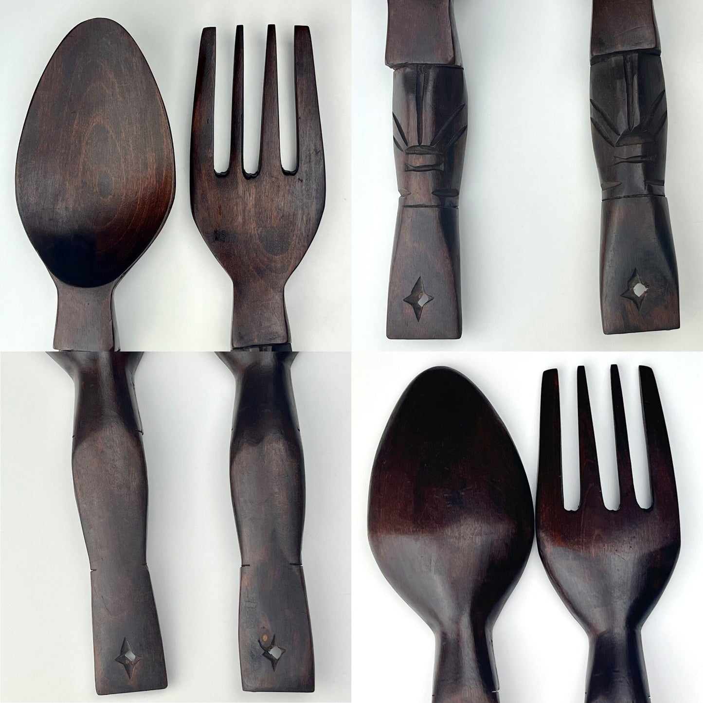 Hand Carved Fruitwood Spoon & Fork Set