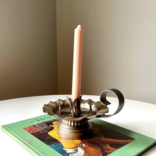 Hand Painted Chamberstick Holder with Organic Shape