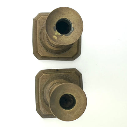 Aged Tapered Metal Candlestick Holders