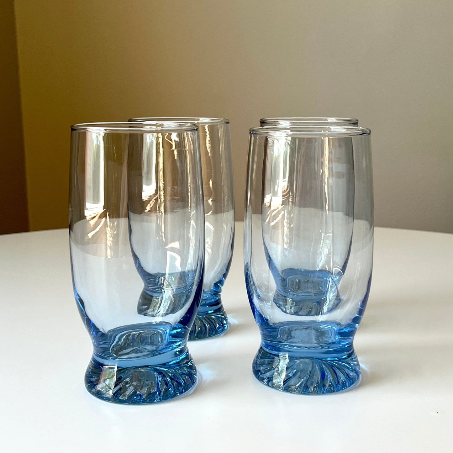 Footed Light Blue Glass Tumblers