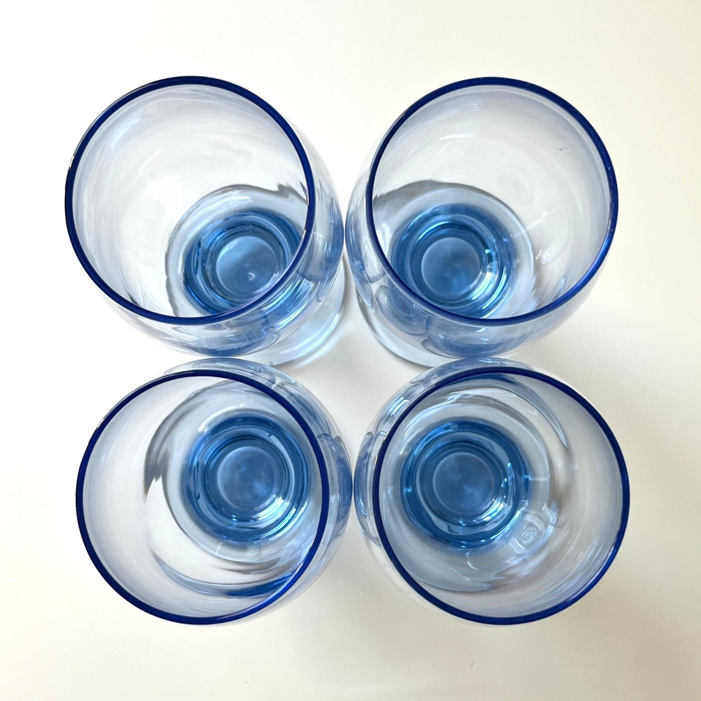 Light Blue Glass Beer Glasses (Set of 4)