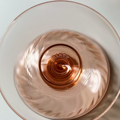 French Pink Champagne Coupes with a Rosaline Pattern