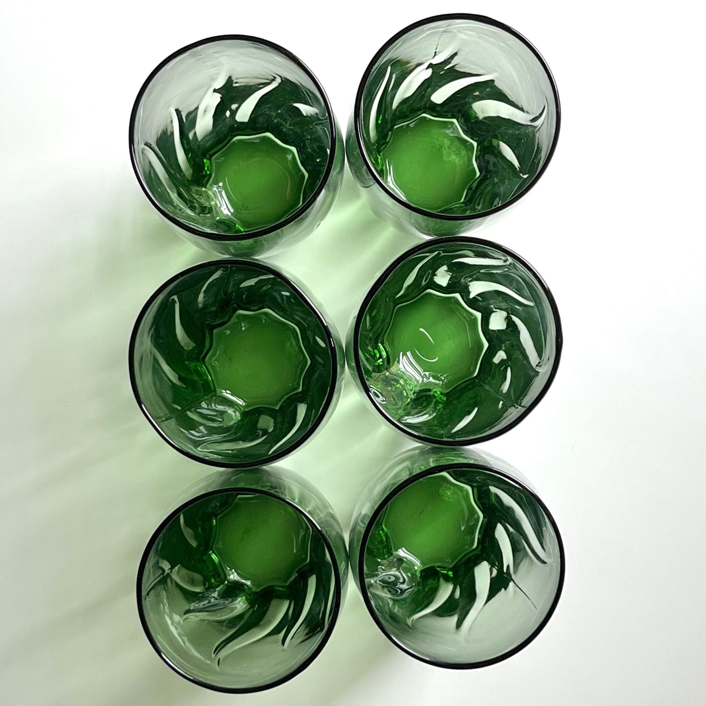 Green Glass Swirl Glasses by Anchor Hocking (Set of 6)