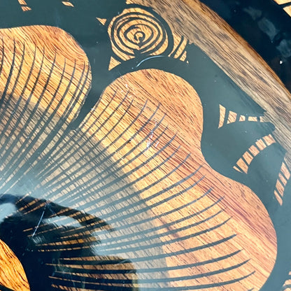 Handcrafted Mesquite Bowl with Intricate Floral Design