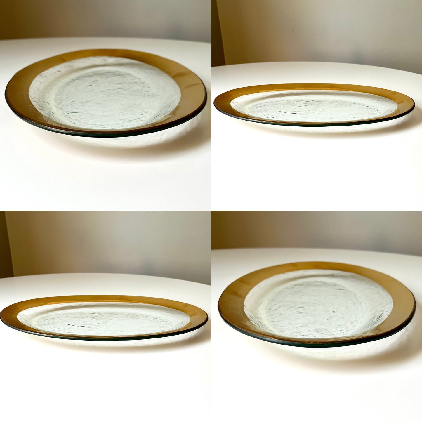 Clear Glass Oval Serving Plate with Thick Gold Rim