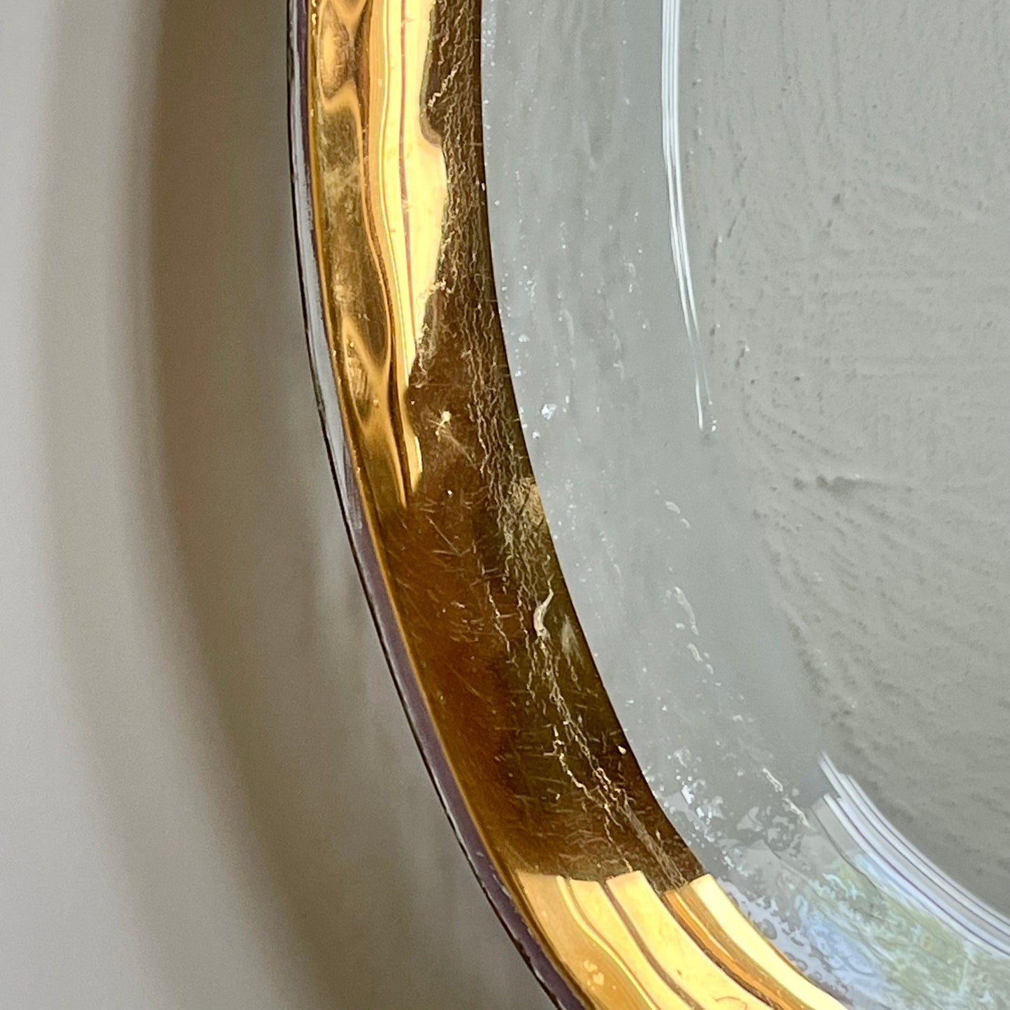 Clear Glass Oval Serving Plate with Thick Gold Rim