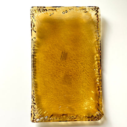 Amber Glass Tray with Pebble Textured Finish