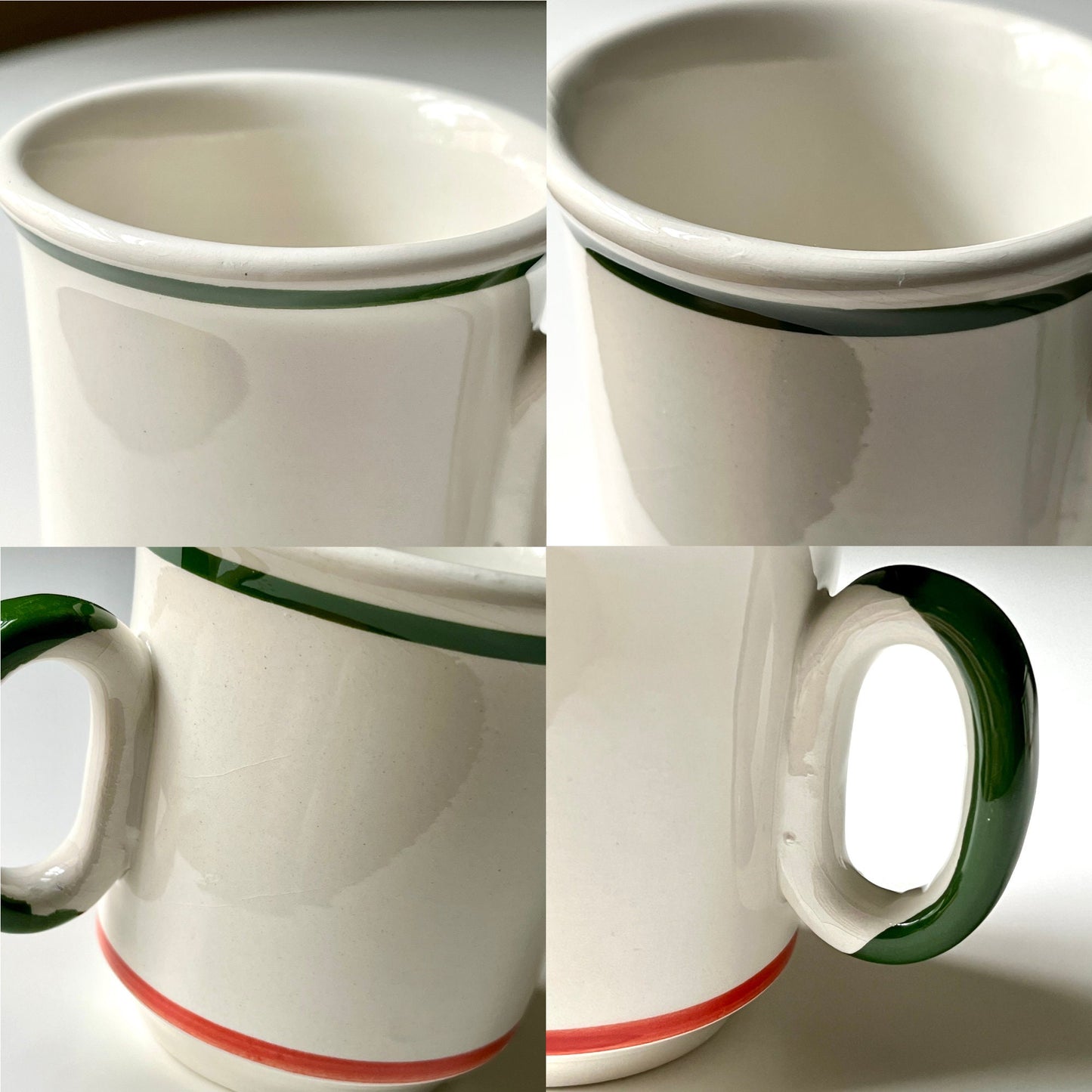 Italian Coffee Mugs with Orange & Green Accented Pattern