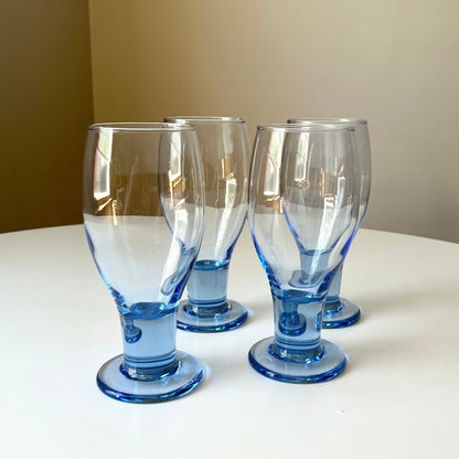 Light Blue Glass Beer Glasses (Set of 4)