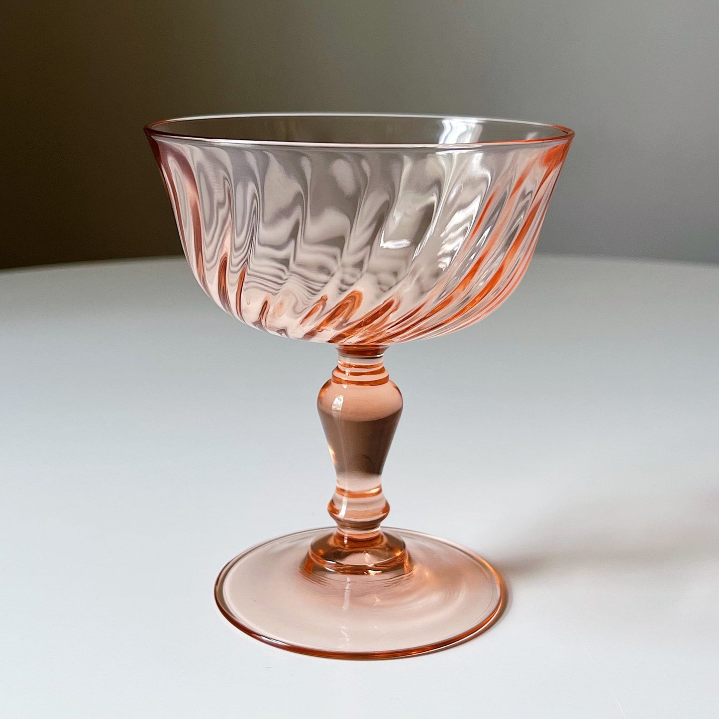 French Pink Champagne Coupes with a Rosaline Pattern