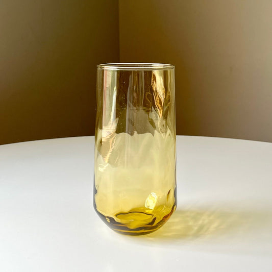 Amber Glass Tumblers with a Subtle Optical Pattern (Set of 4)