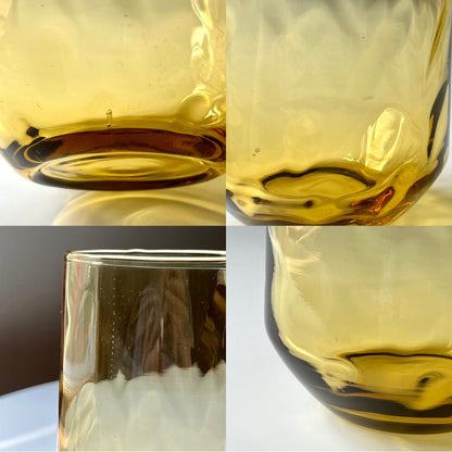 Amber Glass Tumblers with a Subtle Optical Pattern (Set of 4)