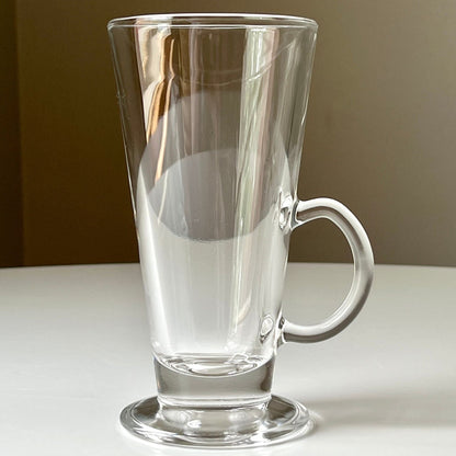 Sleek Tapered Clear Glass Irish Pedestal Coffee Mugs