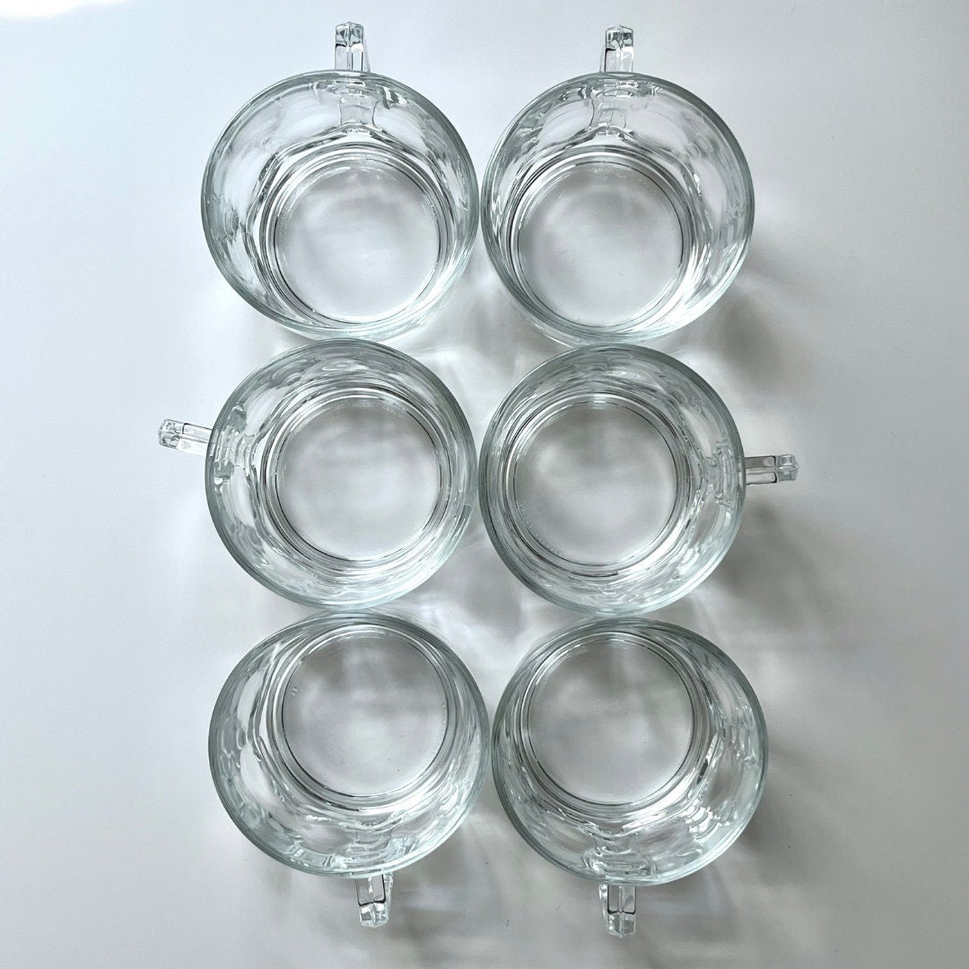 Thumb Print Clear Glass Mugs by Arcoroc France