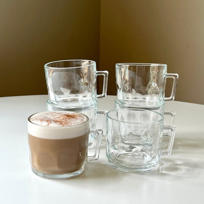 Thumb Print Clear Glass Mugs by Arcoroc France