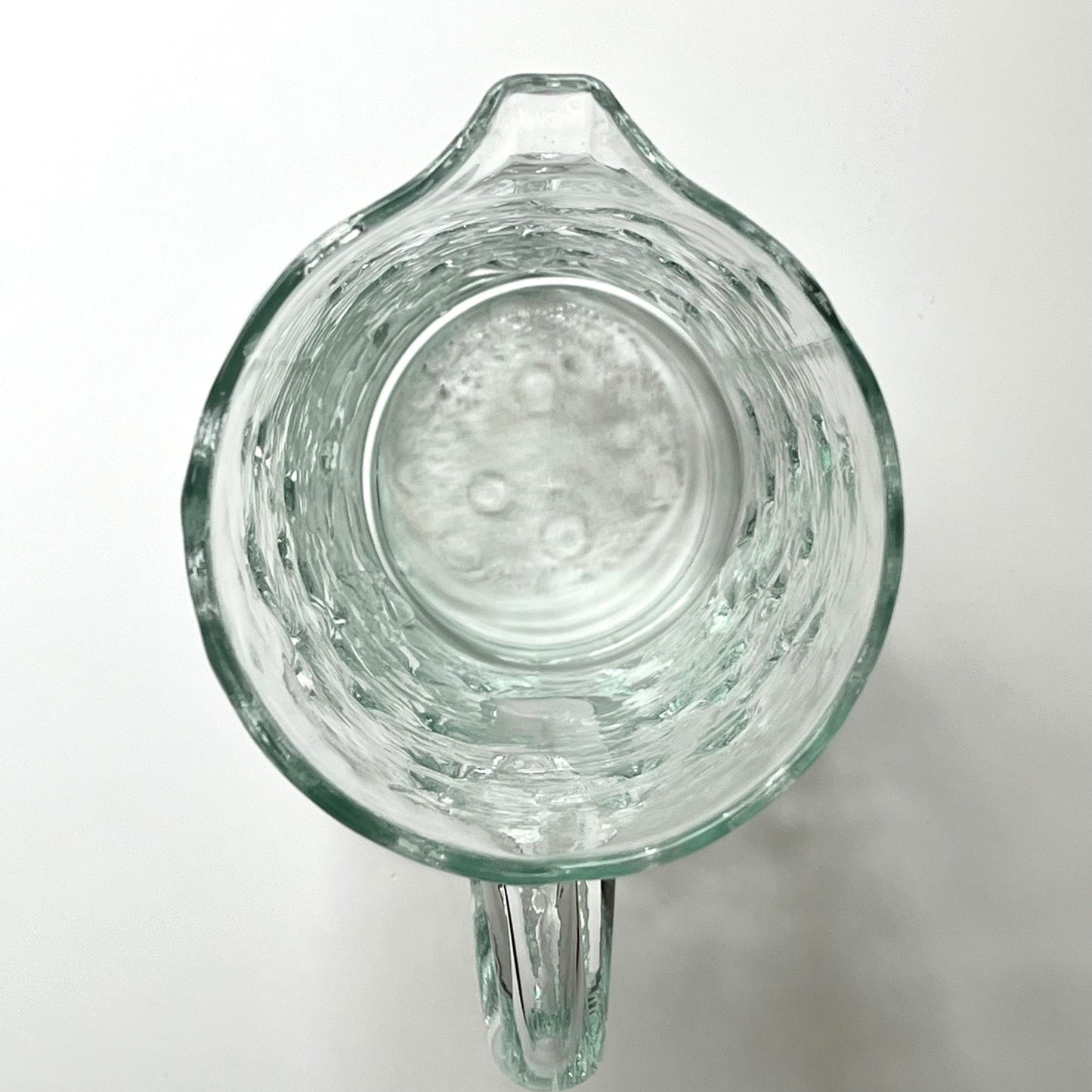 Pale Green Mold Blown Flower Glass Pitcher