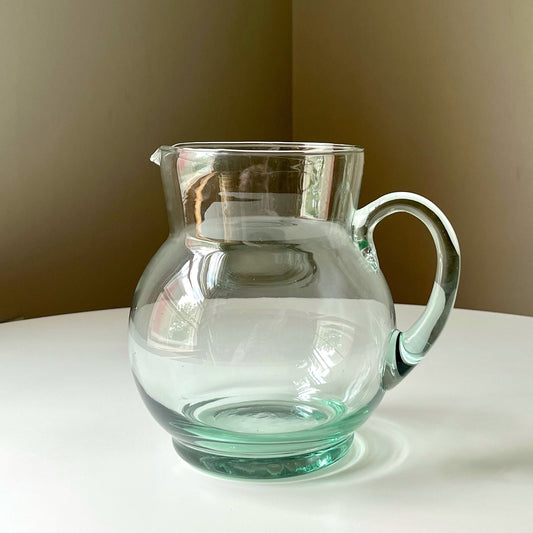 Pale Green Glass Mold Blown Pitcher