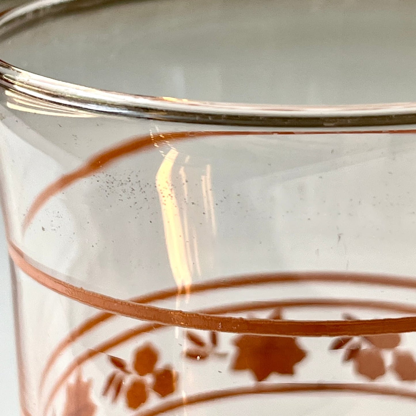 Pale Pink Glasses with Intricate Flower Pattern