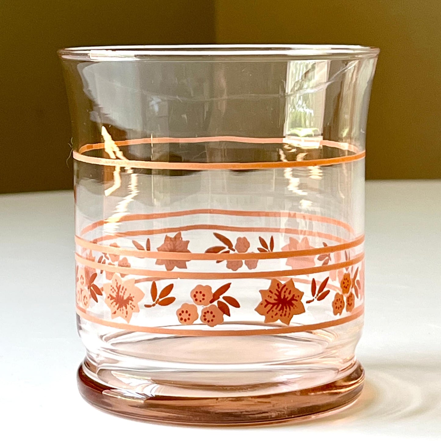 Pale Pink Glasses with Intricate Flower Pattern