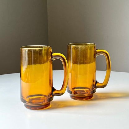 Hazel Atlas Amber Glass Mugs