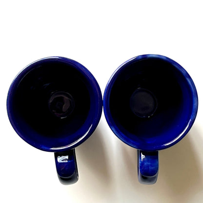 Cobalt Blue Ceramic Footed Coffee Mugs by Belterr