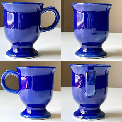 Cobalt Blue Ceramic Footed Coffee Mugs by Belterr