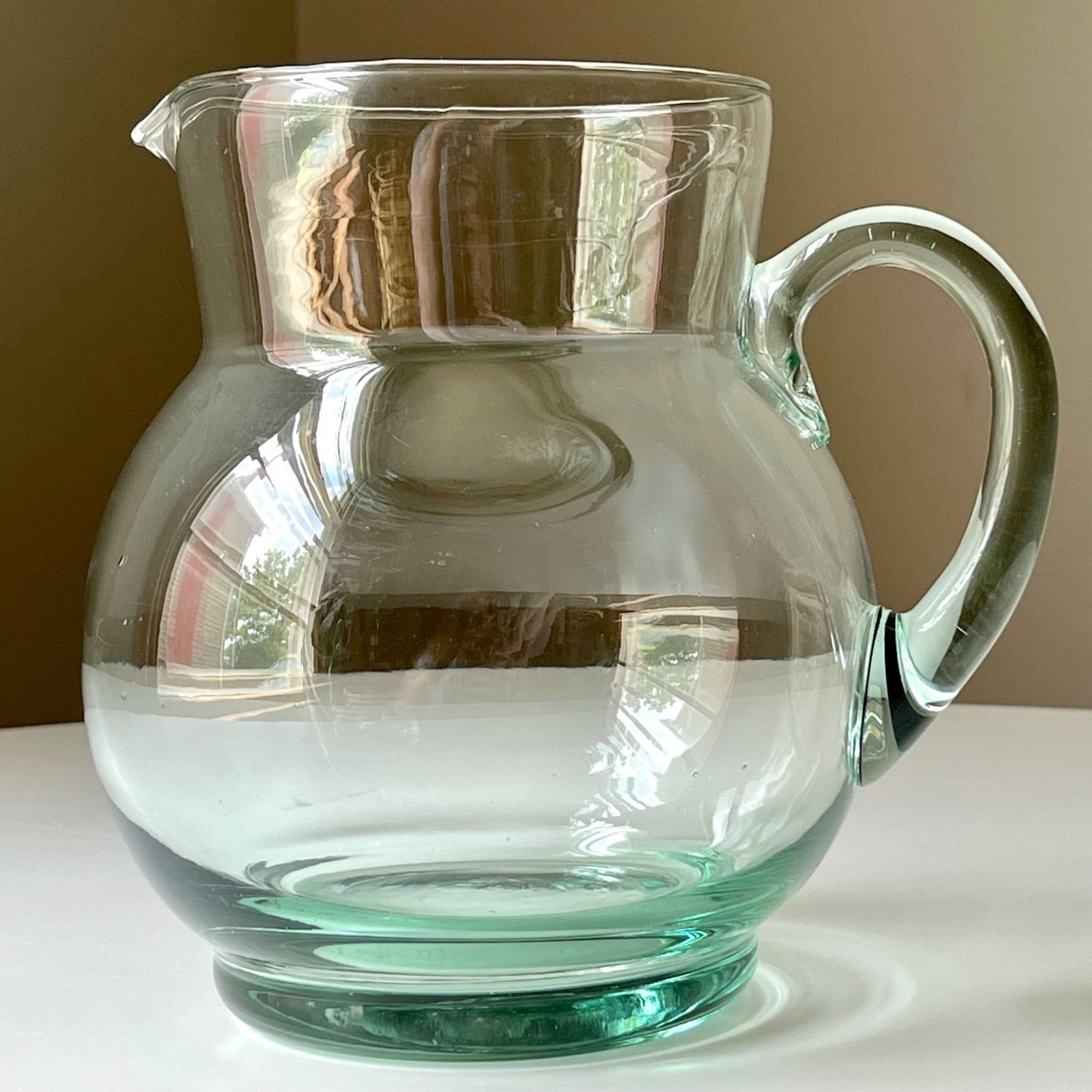 Pale Green Glass Mold Blown Pitcher