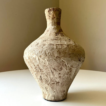 Concrete Aged Vase with a Narrow Bottleneck