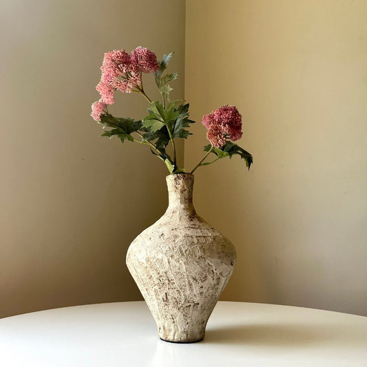 Concrete Aged Vase with a Narrow Bottleneck