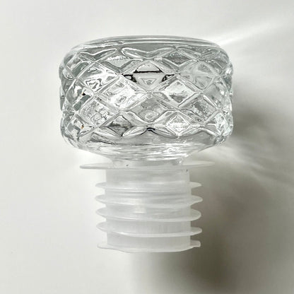 Cylindrical Liquor Decanter with Embossed Diamond Pattern