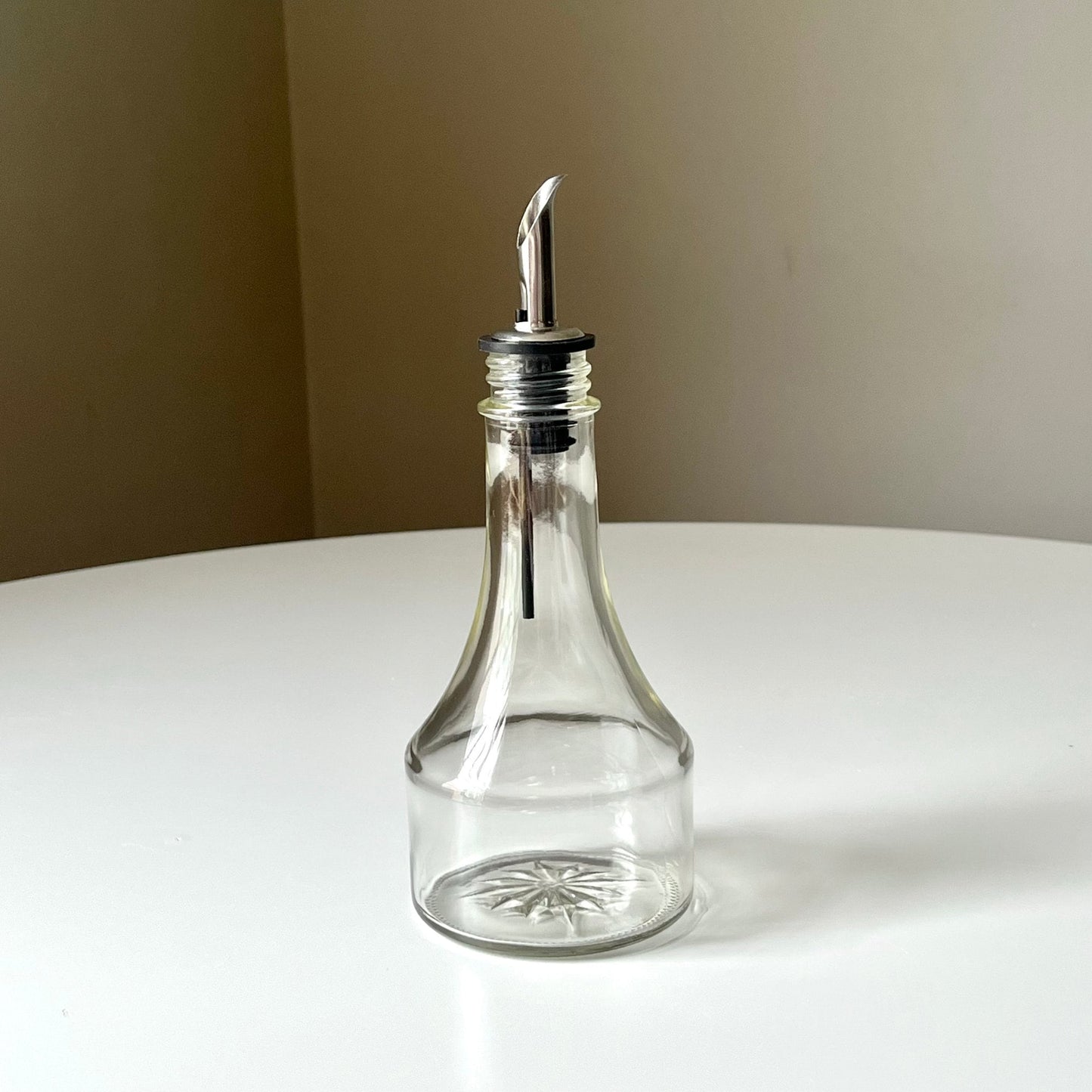 Vintage Glass Oil Cruet with Etched Star