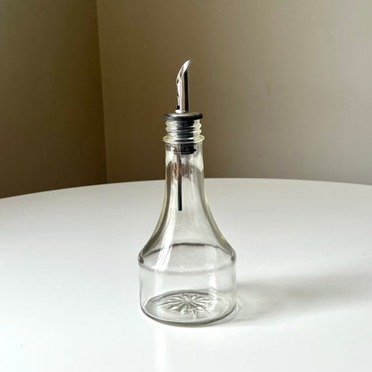 Vintage Glass Oil Cruet with Etched Star