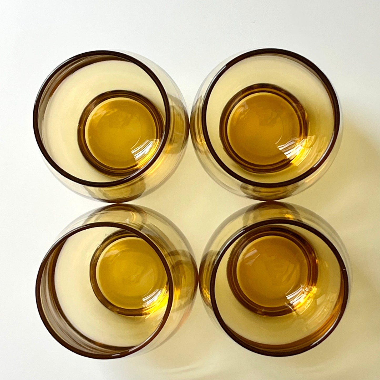 Amber Glass Tempo Flat Tumblers by Libbey Glass Company