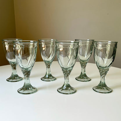 Pale Avocado Green Glass Goblets by Noritake