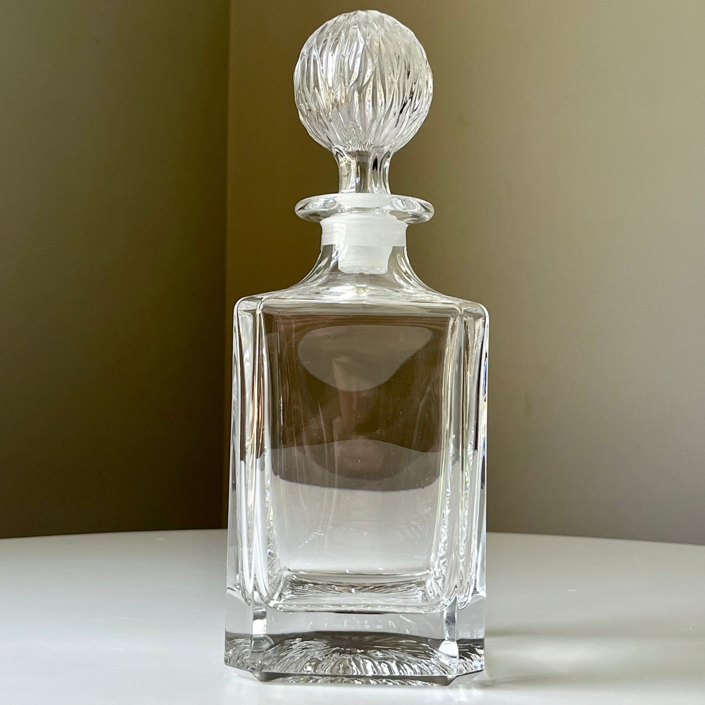 Square Crystal Decanter with Circular Stopper