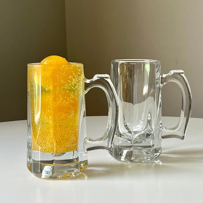 Vertical Ribbed Glass Beer Mugs