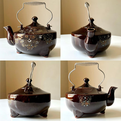 Floral Japanese Style Footed Ceramic Teapot