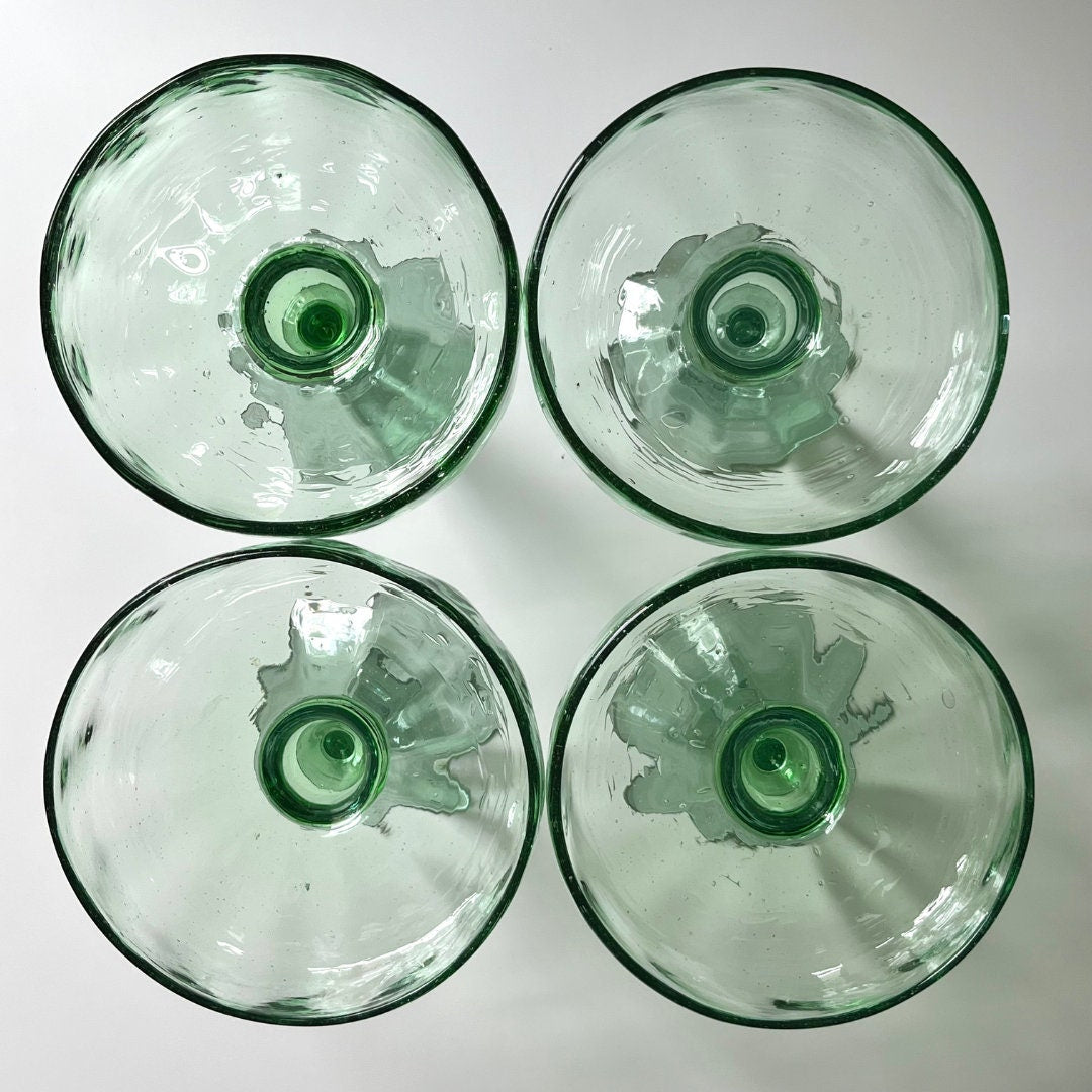 Hand Blown Green Margarita Glasses