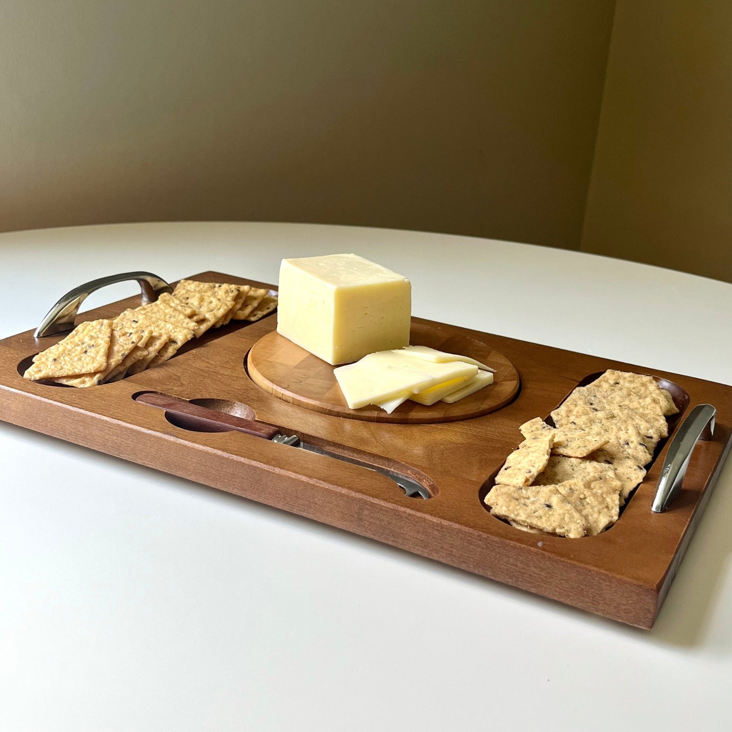 Baribocraft Wood Charcuterie Board with Matching Knife