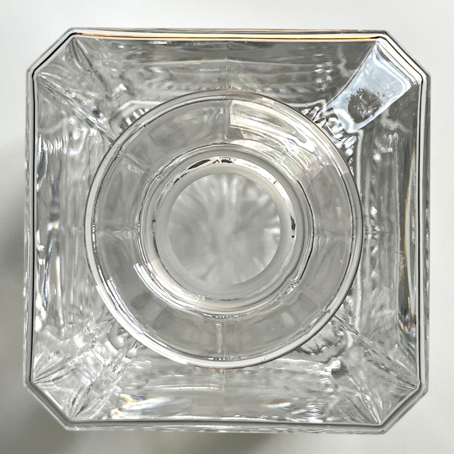 Square Crystal Decanter with Circular Stopper