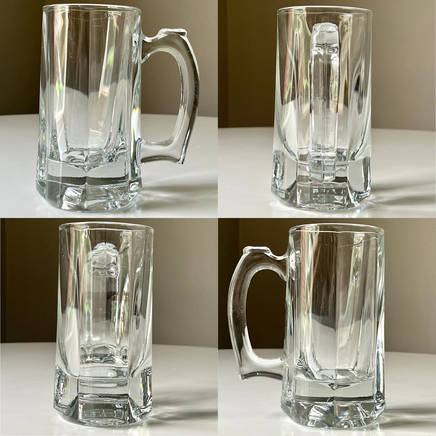 Vertical Ribbed Glass Beer Mugs