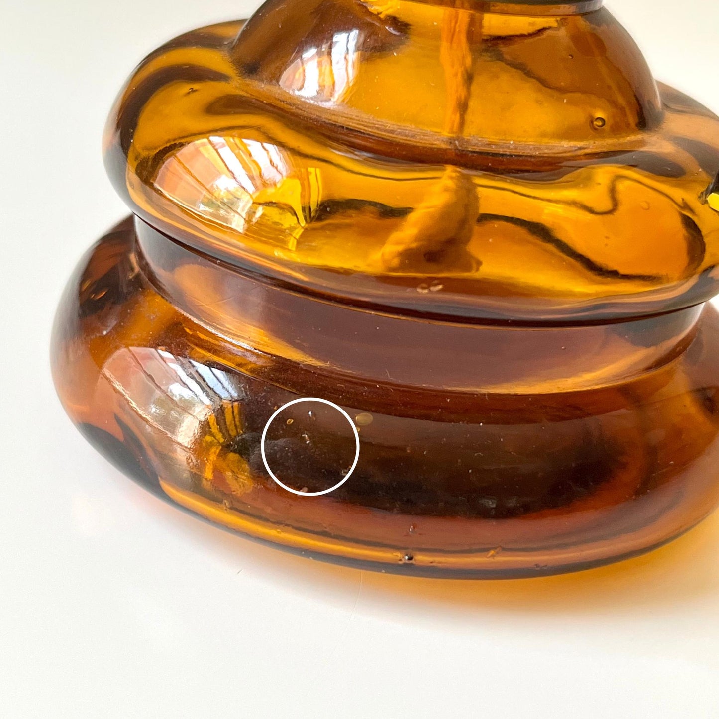 Japanese Amber Hurricane Lamp with Rounded Base