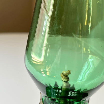 Avocado Green Glass Hurricane Lamp