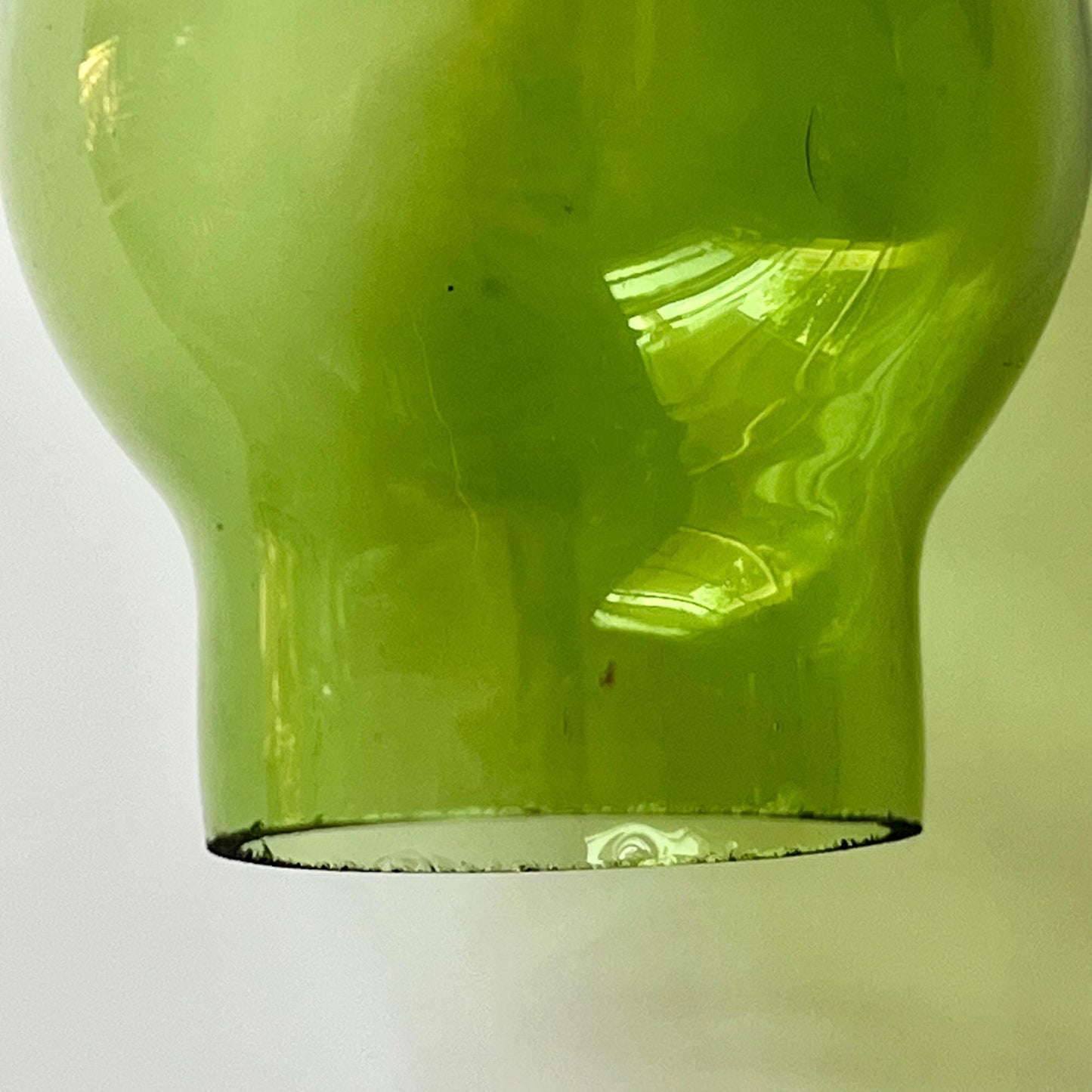 Green Hurricane Lamp with Brass Accents